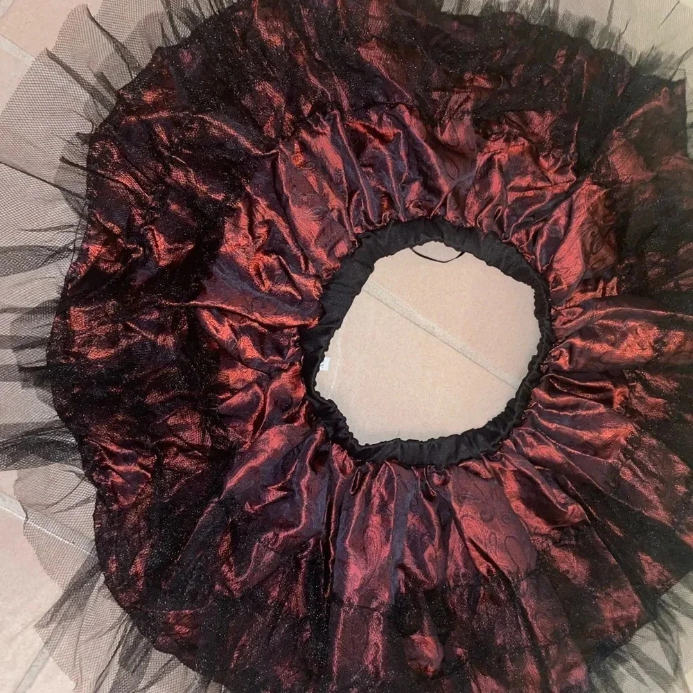 Lolita Ruffle and lace mini skirt in Maroon King Brocade Size Small - Picture 3 of 13
